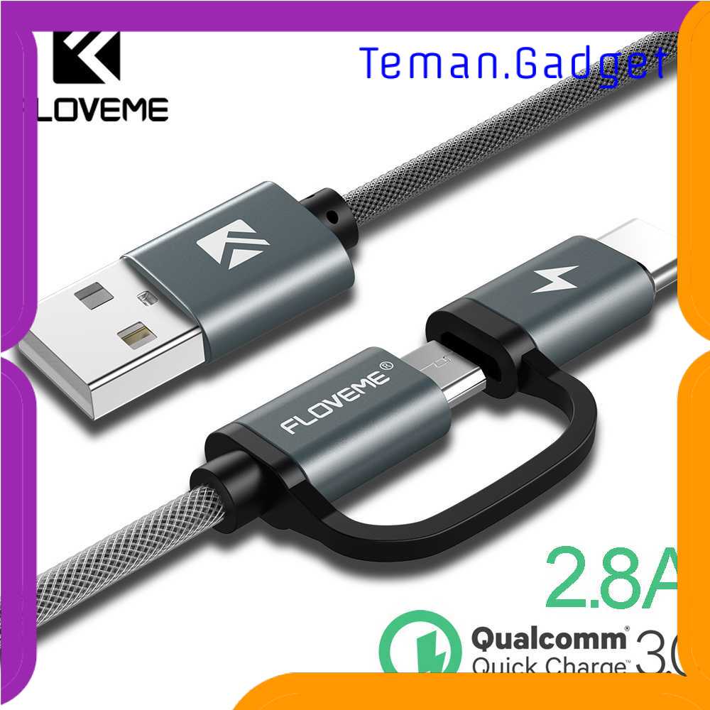 TG-A1 FLOVEME Kabel Charger 2in1 Braided Micro USB Type C QC3.0 1M - B00626