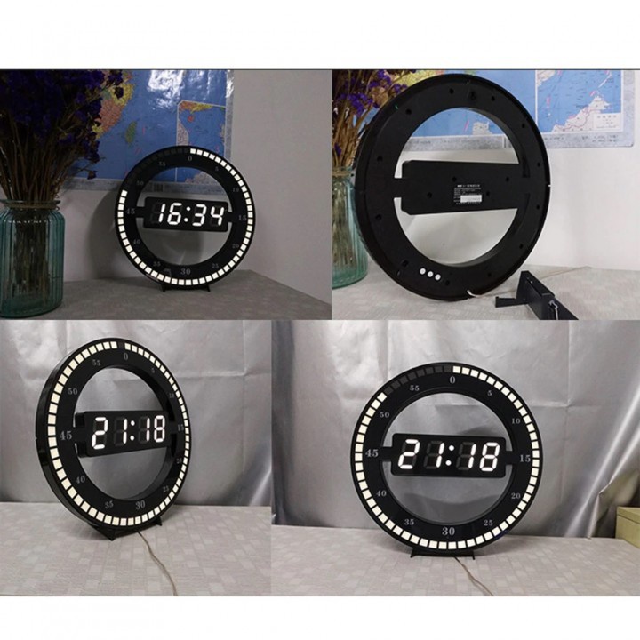 Creative Mute Hanging Wall Clock Digital LED Display - HC-012