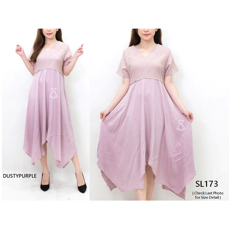 SL173 - Dress Pesta Midi Flare Dress Casual