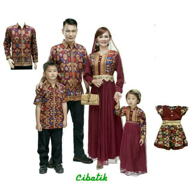 SGjoda Batik Gamis Couple Keluarga kombinasi TILE, tersedia anak gamis dress dan kemeja