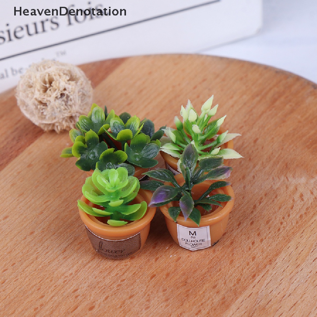 [HeavenDenotation] 4pcs Dollhouse Miniature 1:12 Pot DIY Kitchen Decora Potted plant