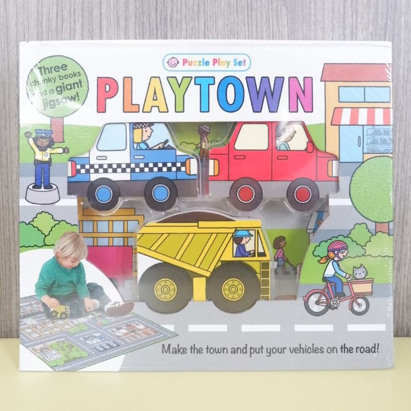 Priddy Books : Puzzle Play Set - PLAYTOWN Three Chunky Books and a Giant Jigsaw Puzzle)