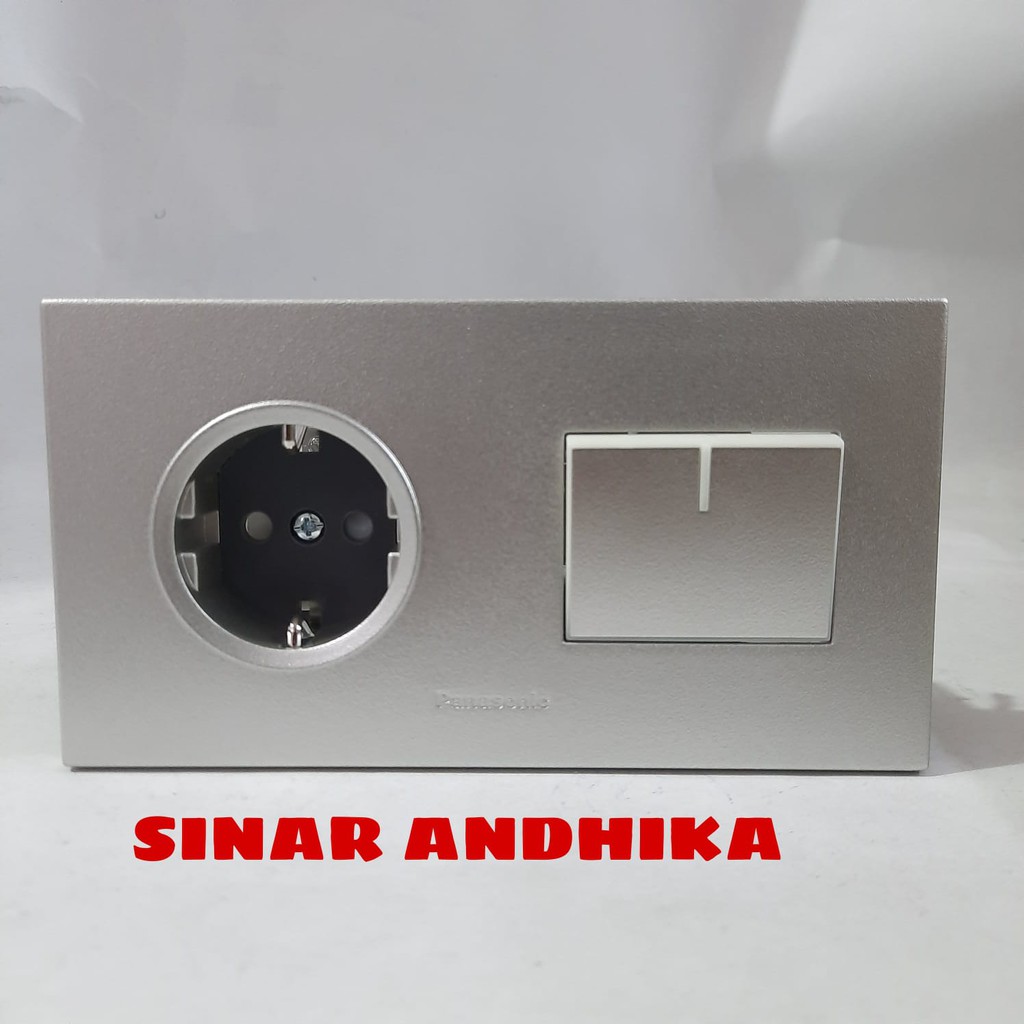 STOP KONTAK + SAKLAR ENGKEL LEBAR SILVER PANASONIC WESJP 11212MWS+WESJ 5941MWS