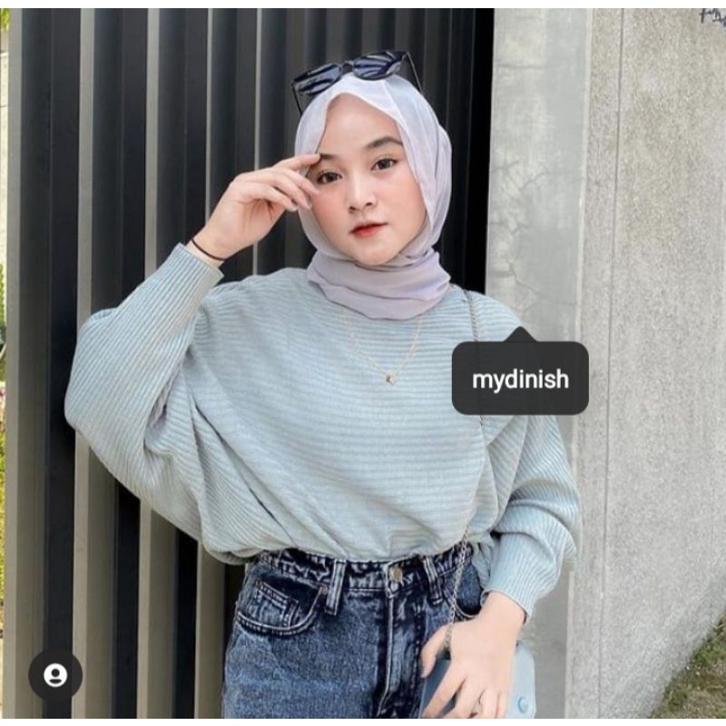 Prily Batwing - Atasan Blouse Wanita Bahan Rajut