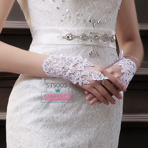 [PRODUK TERLARIS] SARUNG TANGAN LACE WEDDING GLOVES AKSESORIS PENGANTIN PUTIH STS003