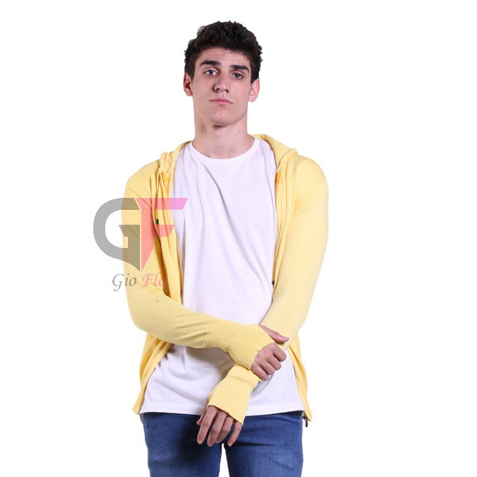 GIOFLO Baju Outer Lengan Panjang Sweater Pria Keren Kuning / SWE 991