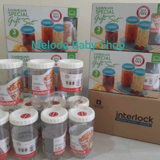 [Lock n Lock] Interlock Special Gift Set (Toples Lebaran isi 3pcs @1L dapat box)
