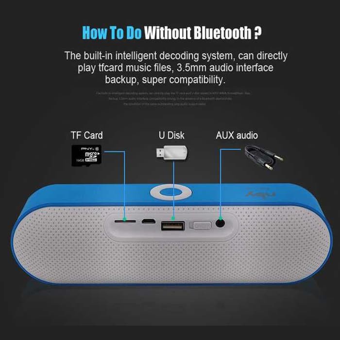 Portable Bluetooth Speaker dengan Port USB Micro SD Slot -DA19