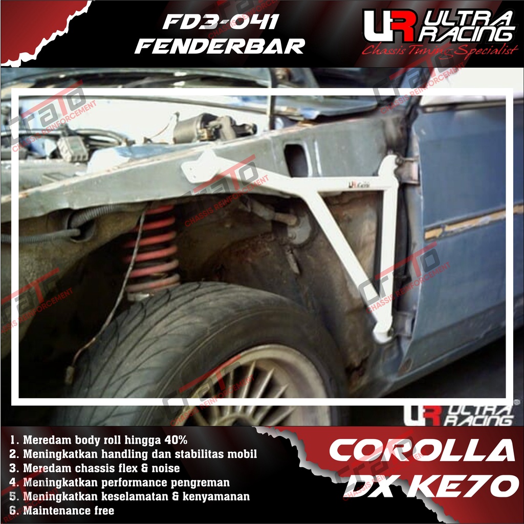 Aksesoris Stabiliser ULTRA RACING Safety Bar - Fenderbar 3 Points - Toyota Corolla DX KE70 - FD3-041
