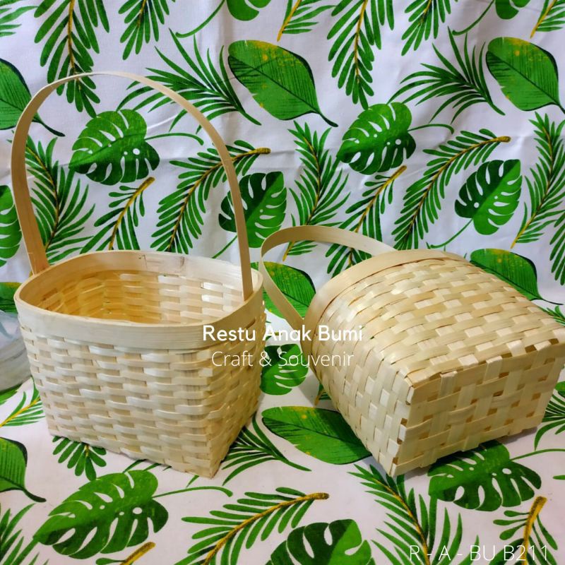 Keranjang Bambu Mini - Keranjang Toples Kue Kering - Parsel lebaran