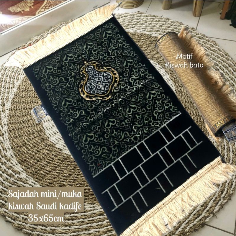 sajadah anak mini hitam turky halus lembut tebal halus premium ukuran 35×60cm