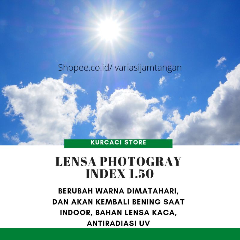 Lensa Kacamata Minus Bahan Kaca Photogray Berubah Warna dimatahari Index 1.50 (12)