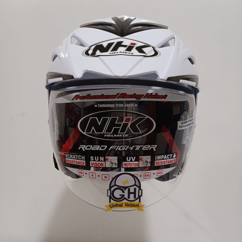 HELM HALF FACE NHK AVIATOR DOUBLE VISOR WHITE