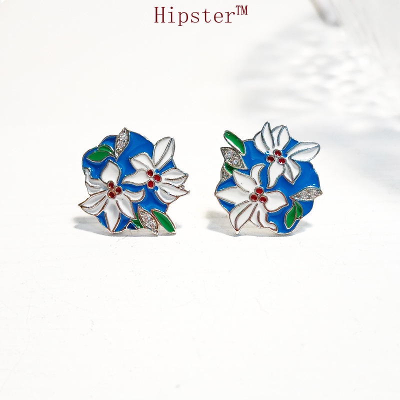 New Fashion Creative Hot Sale Artistic Enamel Painted Orchid Earrings