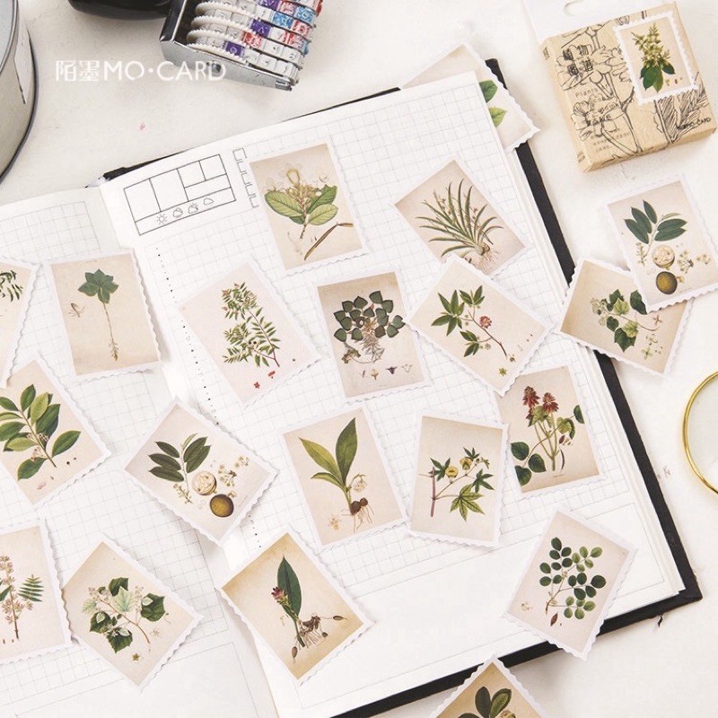 

Stiker Sticker Set 45 Pcs Plant Postcard Aesthetic Bujo Scrapbook Journal Diary Planner •Kiku Stuffs