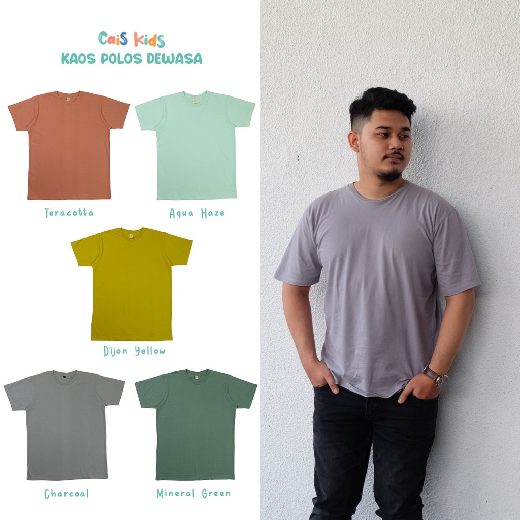 Kaos dewasa basic polos untuk wanita laki-laki bahan kaos katun combed 30s