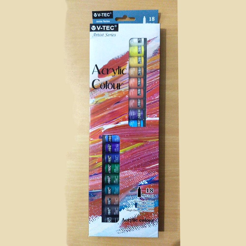 

Cat Acrylic V-Tec Acrylic Color Set 18 - Cat Akrilik V-Tec 818A 18 WARNA 12ML