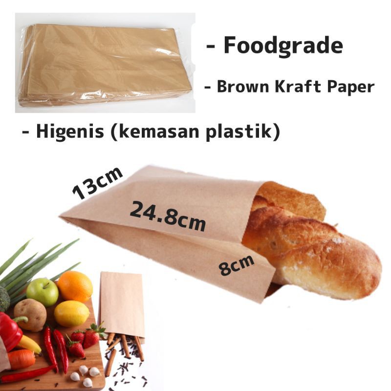 

PAPER BAG/KANTONG GORENGAN KRAFT COKLAT UKURAN M - ISI 100