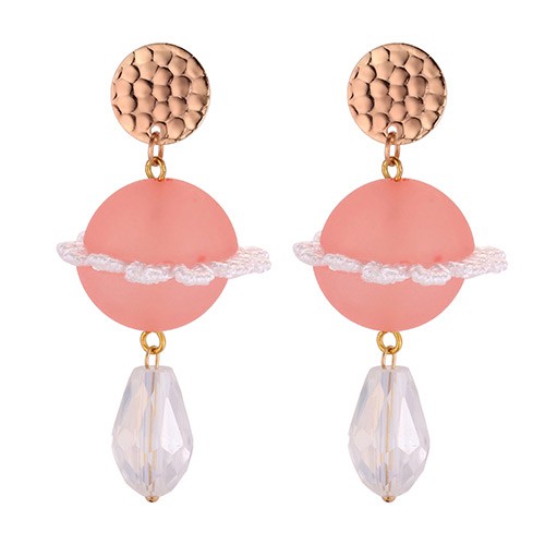 LRC Anting Tusuk Fashion Round Shape Decorated Earrings