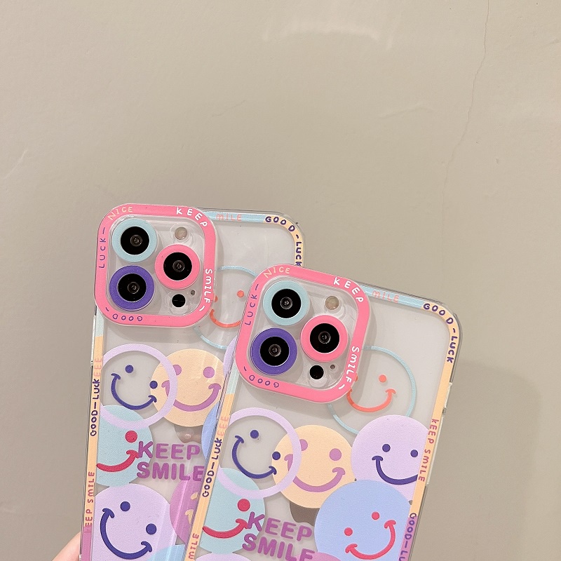 Soft Case Motif Smiley Face Untuk iPhone 11 12 13 Pro MAX X XR XS MAX 7 8 Plus