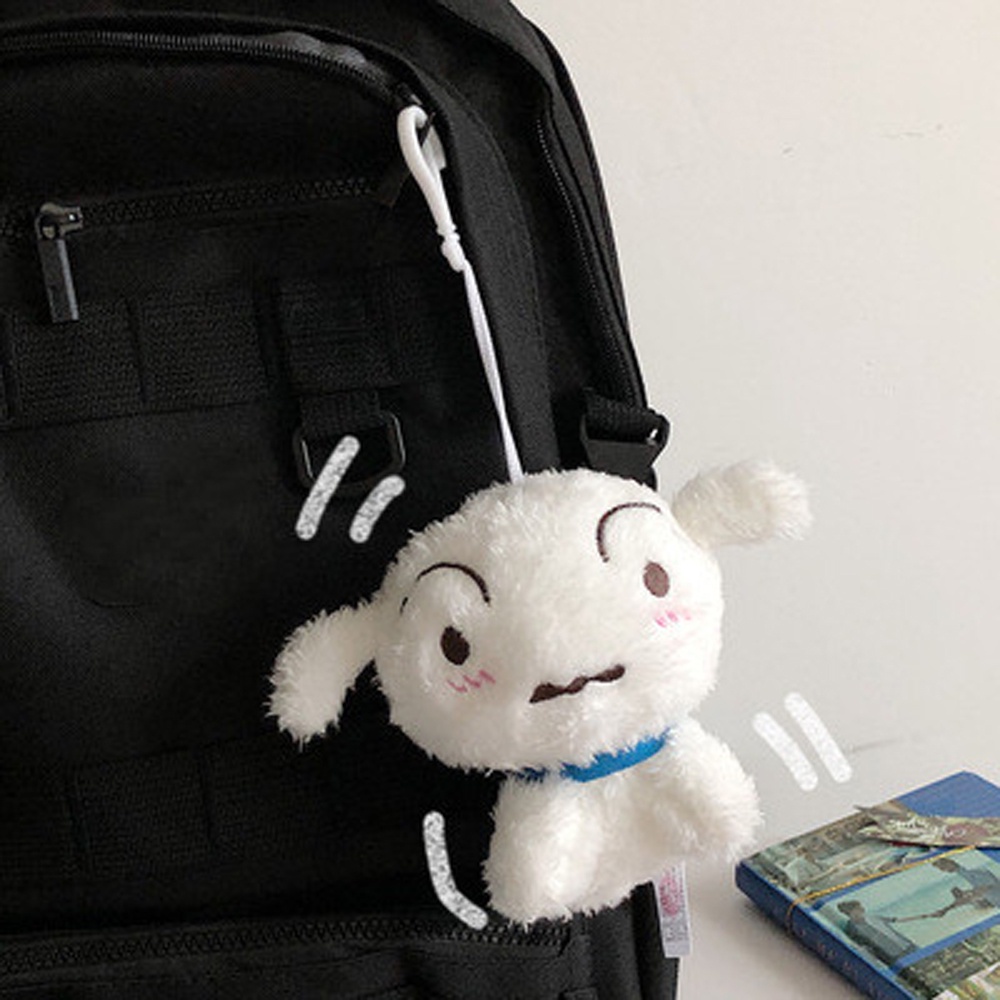 Needway  Fashion Crayon Shin Chan Kids Gifts Stuffed Plush Dolls White Dog Plush Keychain Anime Cute Bag Pendant Kids Toys Cartoon Crayon 13cm Plush Keyring