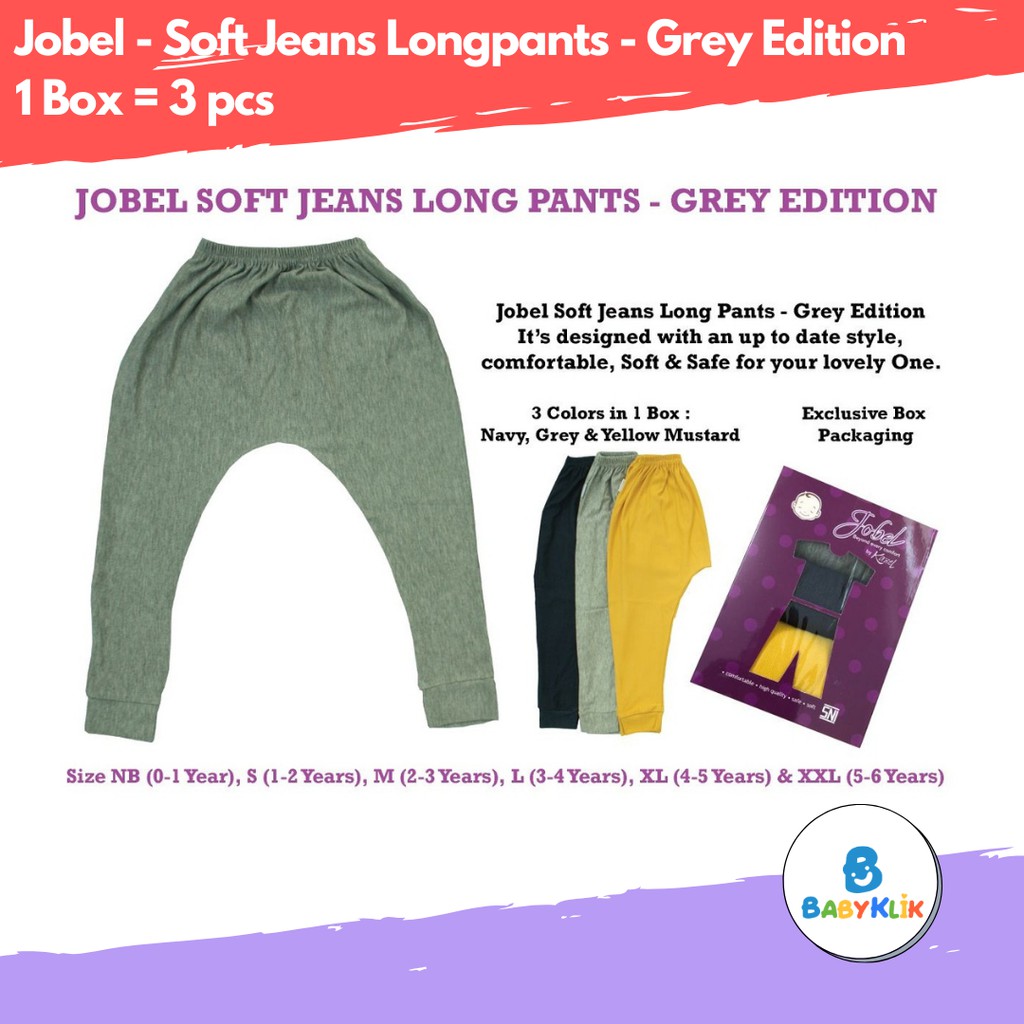 JOBEL BABY LONG PANTS GREY EDITION CELANA PANJANG ANAK 3IN1