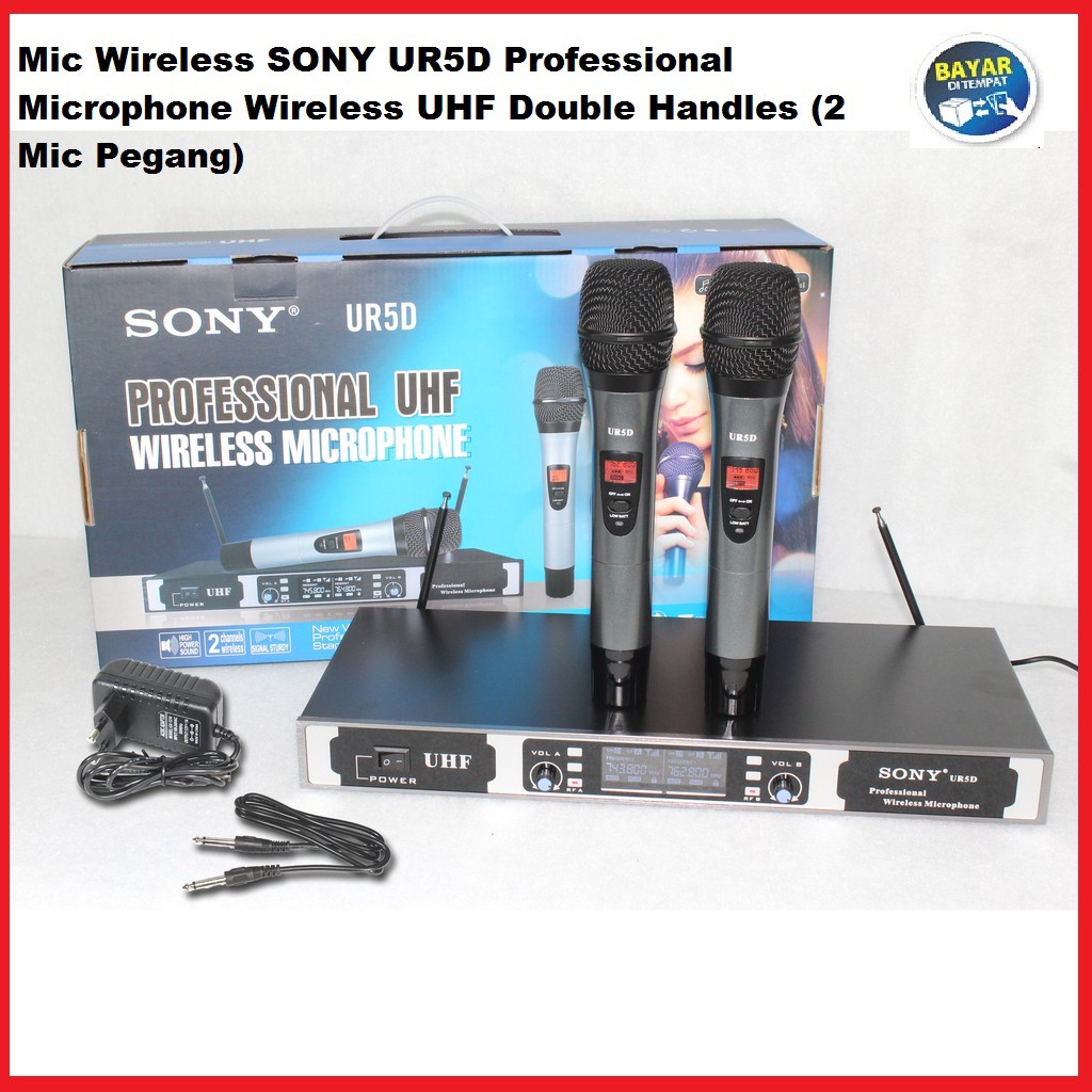 Mic Wireless SONY UR5D Professional Microphone Wireless UHF Double Handles (2 Mic Pegang)