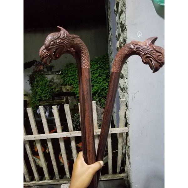 tongkat jalan kayu galih asem ukir Garuda