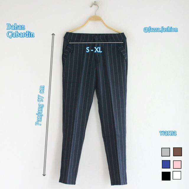  Celana  tartan  motif salur  bahan gabardin celana  wanita 