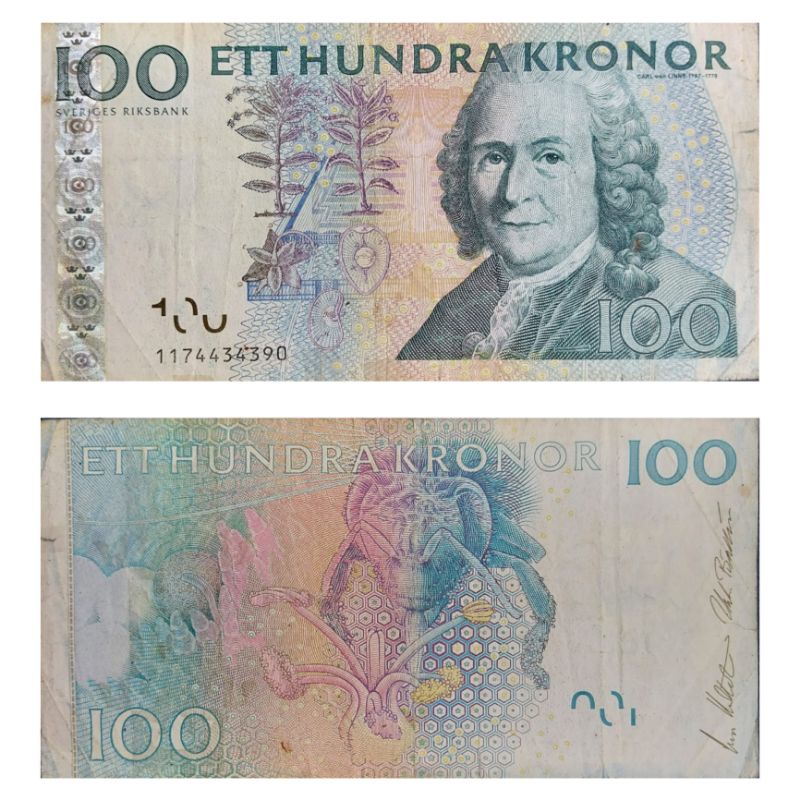 Uang Negara Swedia 100 Kronor 2010  Kondisi Uang Renyah Masih Bagus Original 100%