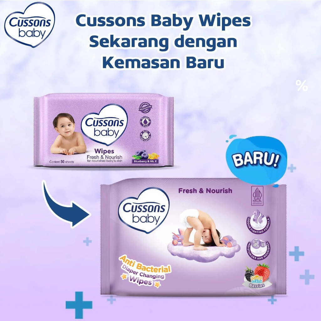 Kemasan Baru Buy 1 Get 1 CUSSONS BABY Wipes Wipe 45sheets 45's - Tisu Basah