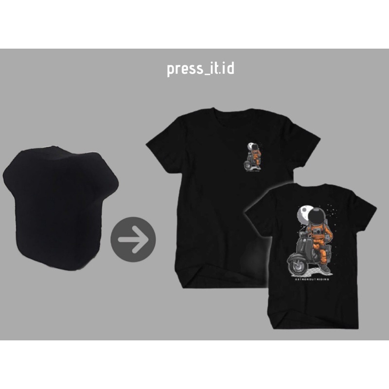 T-Shirt Cotton Compress Premium (Astronot Riding) Black