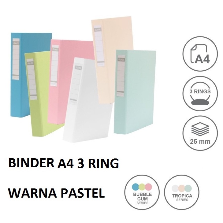 

Bantex Binder A4 3 Ring Warna Pastel