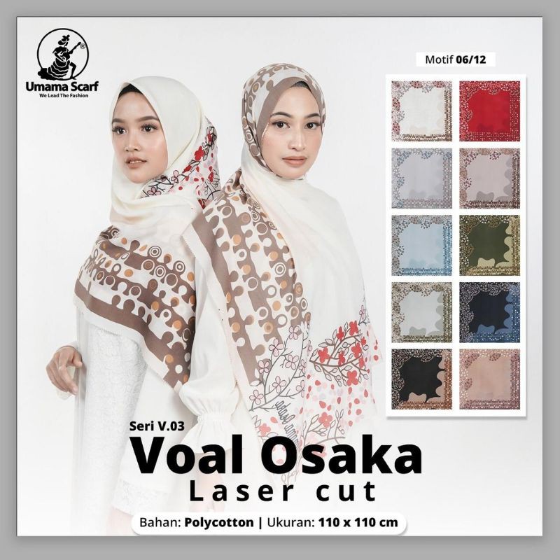 ❤Miss.Vinka❤ Jilbab Umama Osaka Voal Segi Empat / Hijab Square Motif LaserCut TERBARU