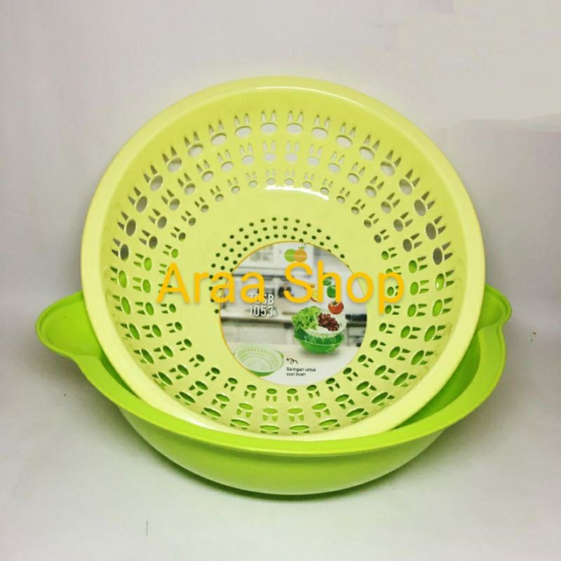 Tempat Cuci Sayur Buah GOLDEN SUNKIST TCSB 1053 / Tirisan Saringan Sayuran Buah Plastik Hijau