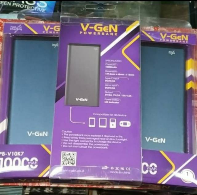 powerbank V-GEN platinum V10K7 fast charging 10000mah power bank vgen