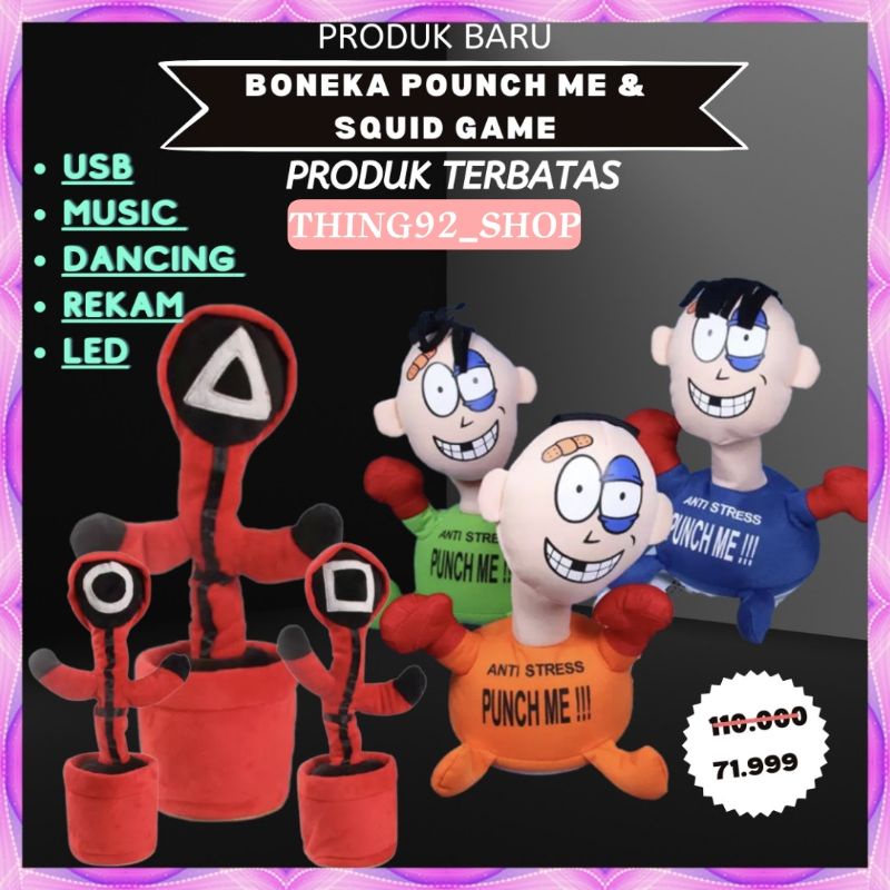 Mainan Anak Boneka Tinju Anti Stress Punch Me Boneka Pukul Saya Boneka Menjer Punch Me Doll Electric Plush Vent fidget Toy Comfortable Touching / Funny Emotional Vent Doll / Anti-Stress Stuffed Figure Doll