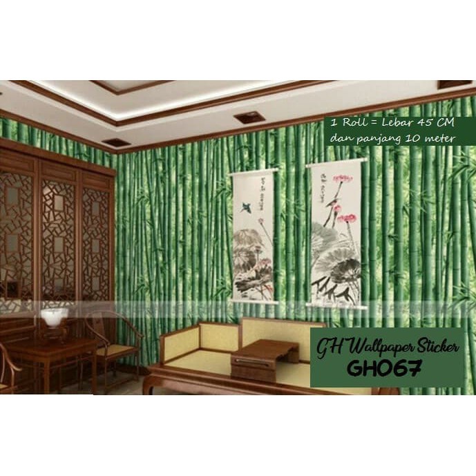 Wallpaper dinding 3d motif bambu / Wallpaper dinding kamar tidur anak wallstiker 45cm x 9m