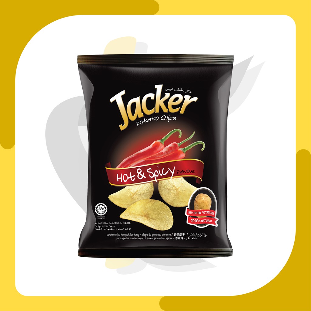 Snack Import Malaysia | Jacker Keripik Kentang / Potato Chips Hot & Spicy 60gr