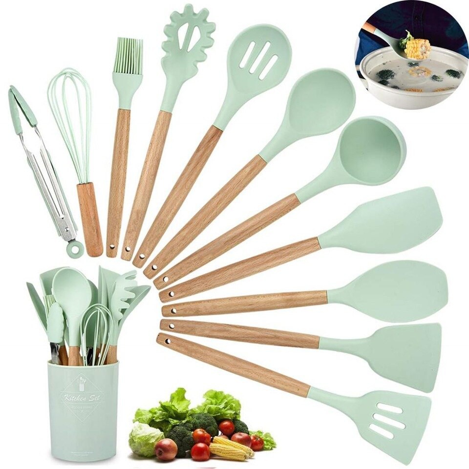 PAKET 11 IN 1 KITCHEN SET ALAT MASAK SPATULA SILIKON OR-201 UTENSIL SET TAHAN PANAS
