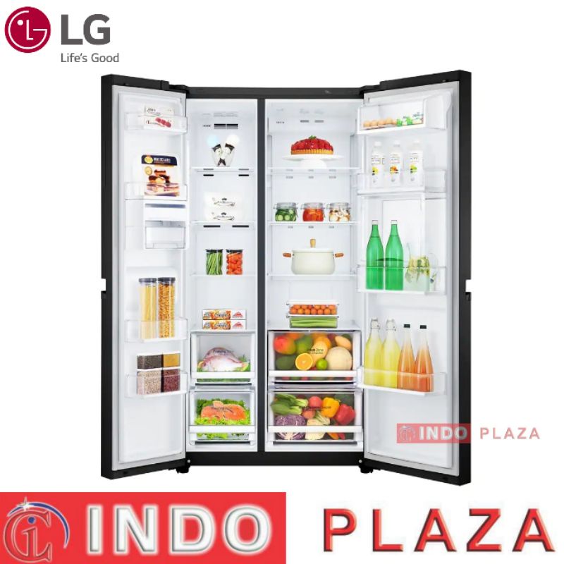 KULKAS LG SIDE BY SIDE GC-C247UGUV BLACK GLASS