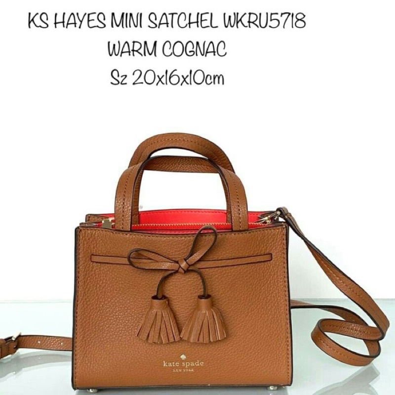 tas kate spade mini hayes satchel warmcognac