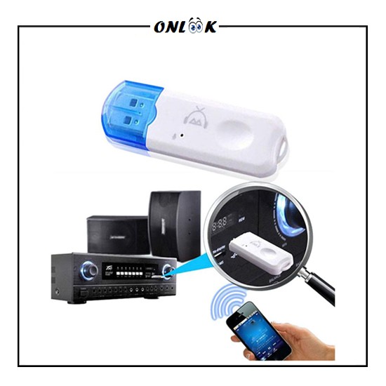 USB Bluetooth Audio Receiver With Mic Dongle Wireless Audio Non Kabel HP To Speaker Aktif Speaker Mobil