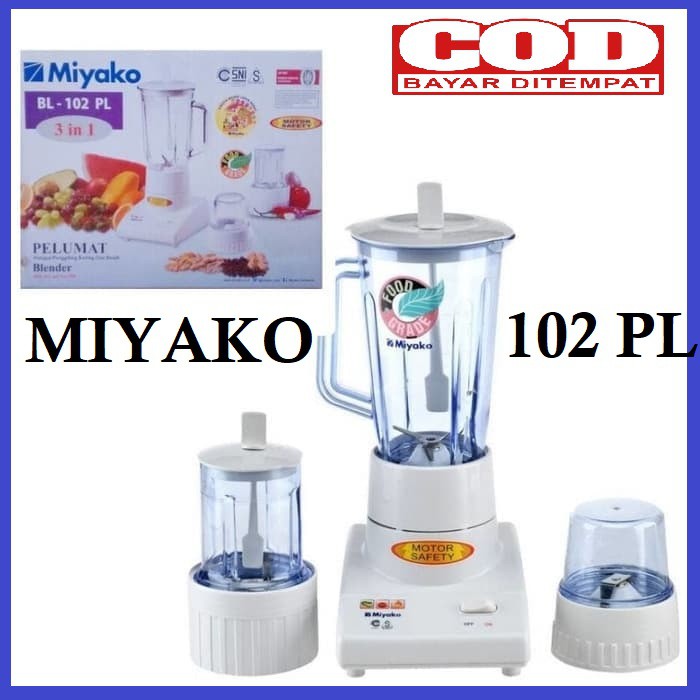 BLENDER 3 IN 1 MIYAKO 102-PL [PLASTIK / 1 LITER] (100% ORIGINAL)