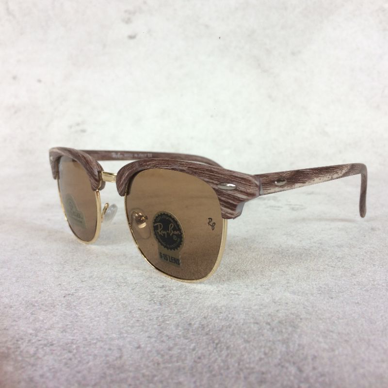 KACAMATA RB CLUBMASTER MOTIF KAYU