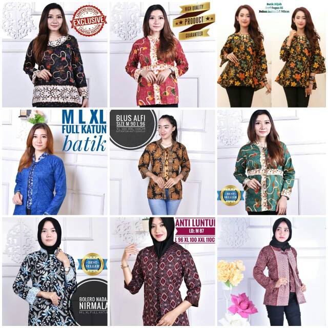 BAJU BATIK WANITA MODERN MONALISA GENES M,L,XL asli PEKALONGAN