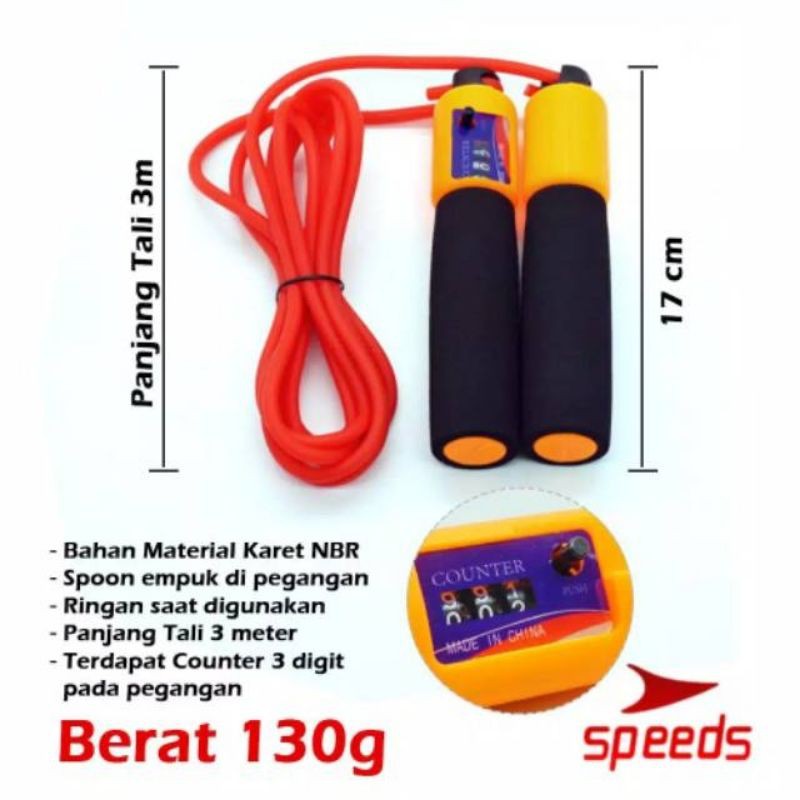 SKIPPING SPEEDS LX201-1602 LOMPAT TALI / JUMP ROPE SOFT HANDLE WITH COUNTER 3 DIGIT