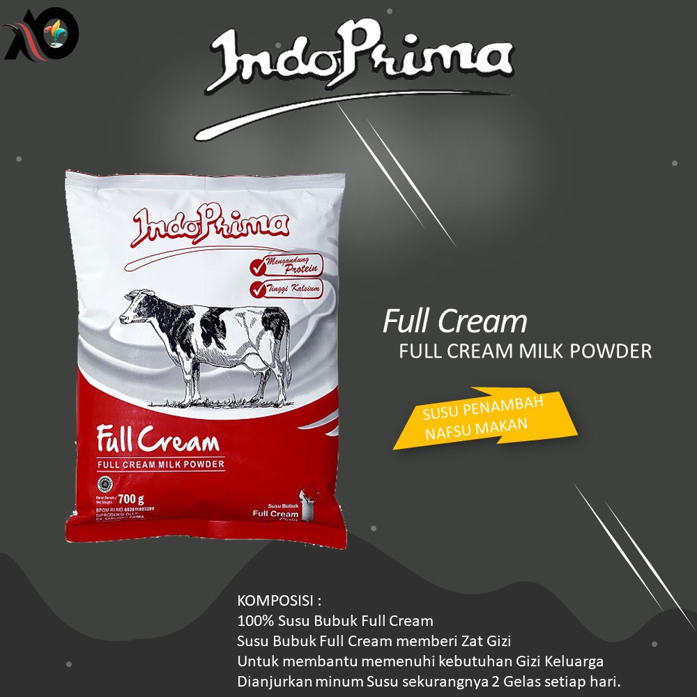 

Susu Bubuk Indoprima Full Cream untuk penggemuk badan ukuran 700 Gram