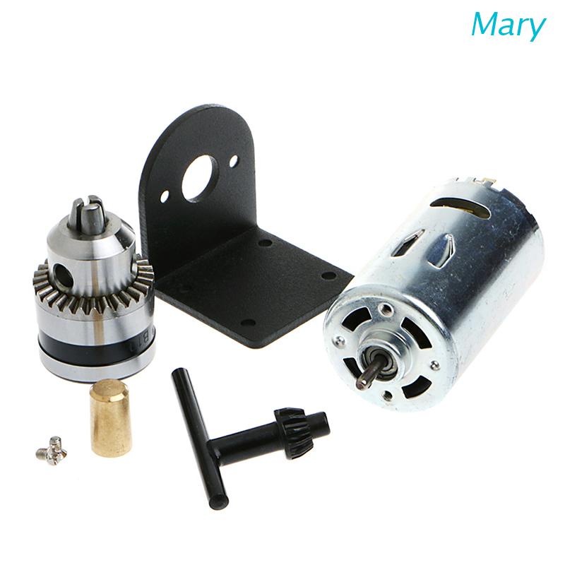 Mary Bor Tangan Press 555 Motor Bubut DIY Dengan Chuck 1 / 8 &quot;+ Mounting Bracket 12-36V