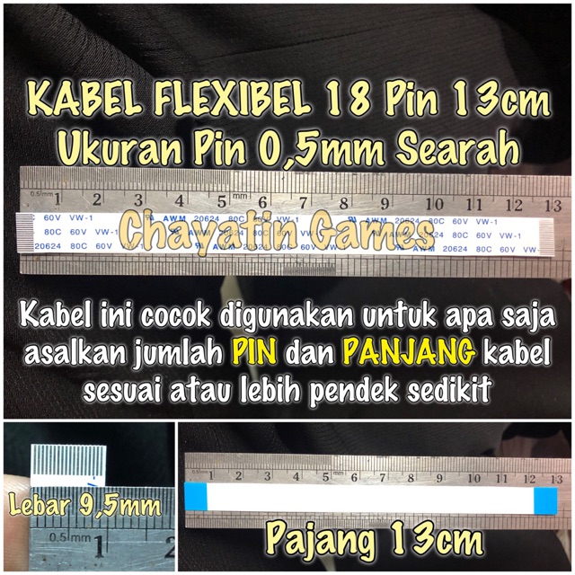 Kabel Flexibel 18 PIn Halus Searah Panjang 13 - Ukuran Pin 0,5mm